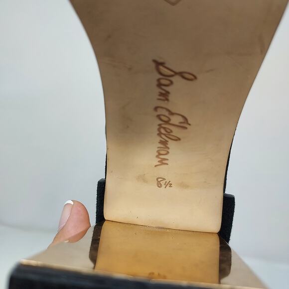 Sam Edelman Black Block Heel Peep Toe Cynthia Sandal Size 8.5 - Picture 7 of 8